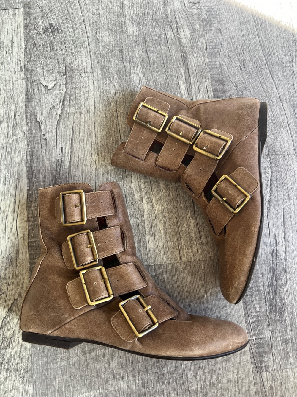 Jeffrey Campbell Josh Suede Buckle Ankle Boots Ibiza Last Womens Size 6 Boho